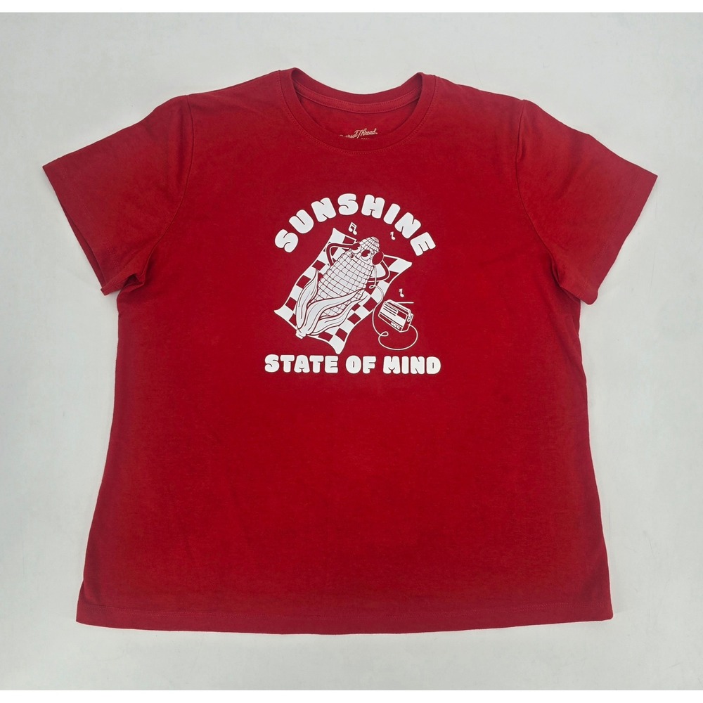 Universal Thread Goods Co Sunshine State of Mind Graphic Tee Red Medium Retro